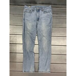 Levis 514 Jeans Mens 34X32 Blue Light‎ Wash Denim Slim Straight Stretch